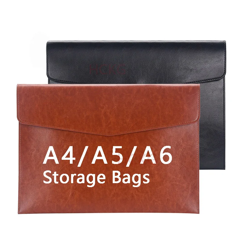 

A4 A5 A6 Leather File Folder Data Package Document Bag Fashion Briefcase Data Contract Bill File Bag School Office SuppliesHCKG