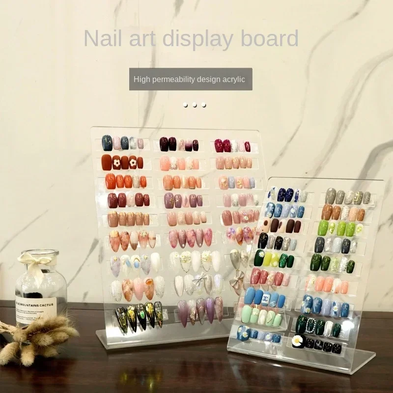 절묘한 대형 아크릴 네일 아트 디스플레이 보드, 투명 네일 젤 광택제, 선반 디스플레이 스탠드, 매니큐어, 1 개
