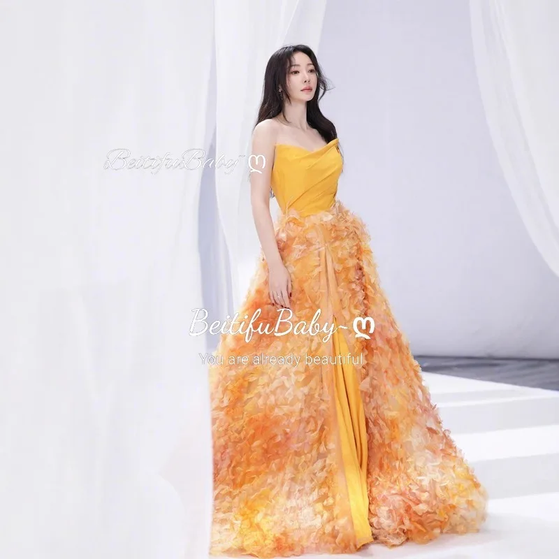 BeitifuBaby ชุดราตรีผู้หญิง Palace สไตล์ Strapless ลูกไม้ Appliques แยกกระโปรงชุดสตรี Vestidos De Fiesta