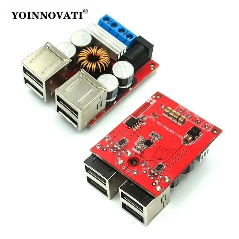 1pcs DC-DC Vehicle Charging Board 8V-35V to 5V 8A Power Supply Depressurization Module 4 Port USB Output Mobile Charger