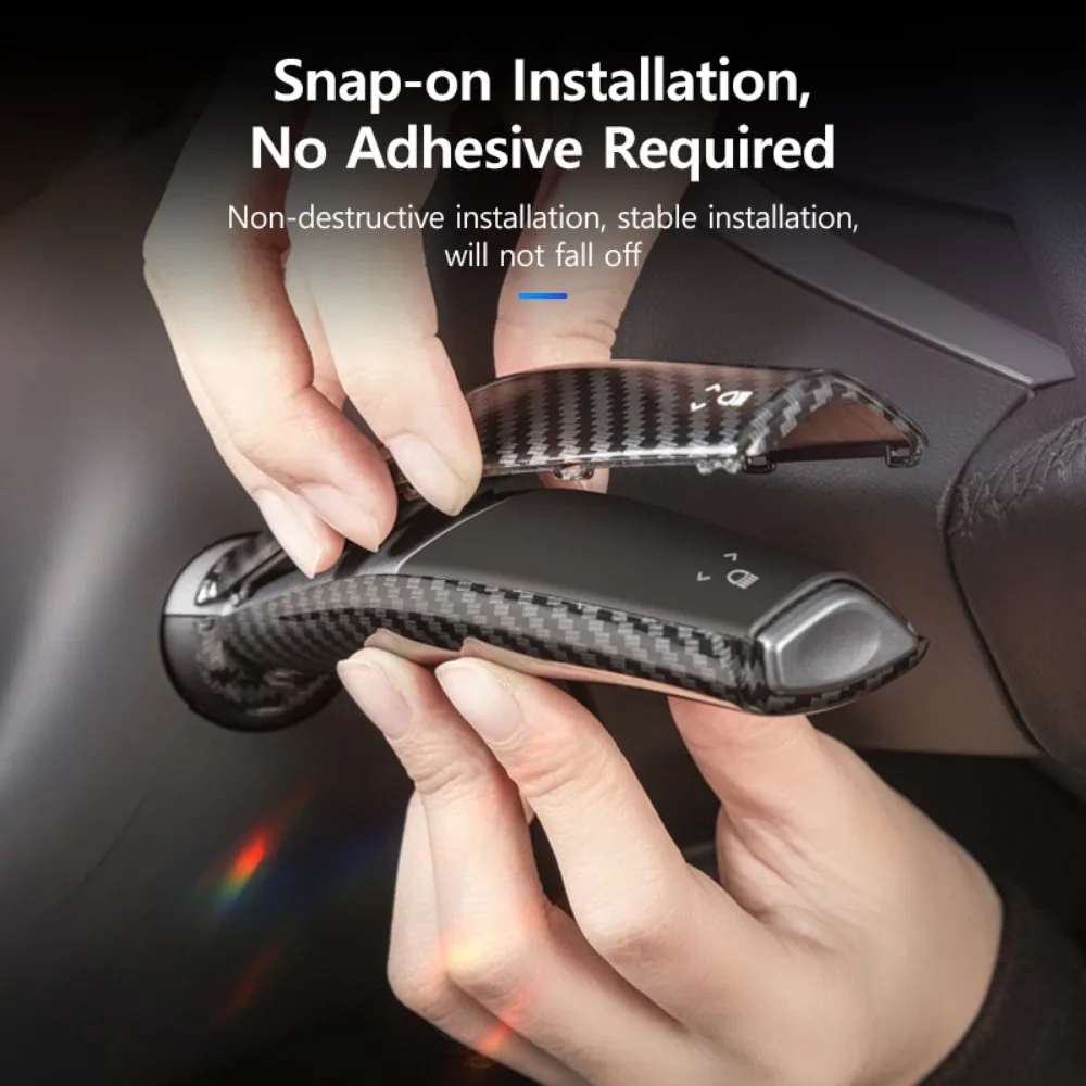 For Tesla Model 3 Y Gear Shift Cover Steering Lever Handle Protection Shifter Shell Carbon Fiber Pattern Shift Knob Cover