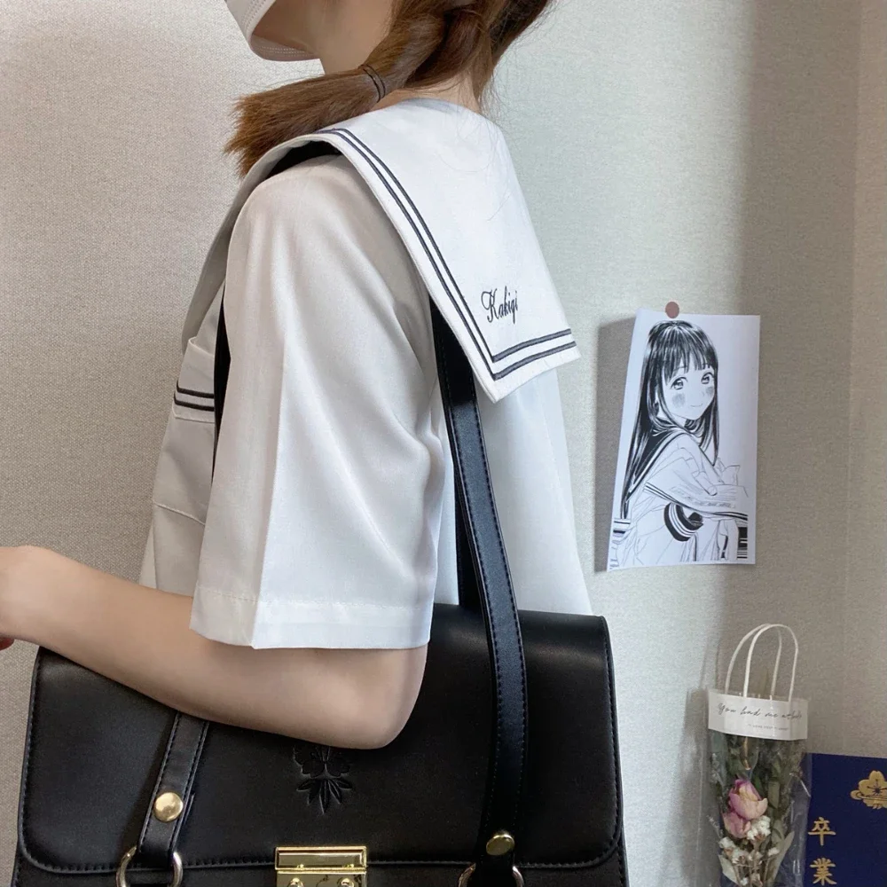 Taiwan Schoolmeisje Uniform Set Twee Lijn Wit en Zwart Twee Stijl Jk Pak Plooirok Fuku Anime COS Afstuderen Kostuums Vrouwen