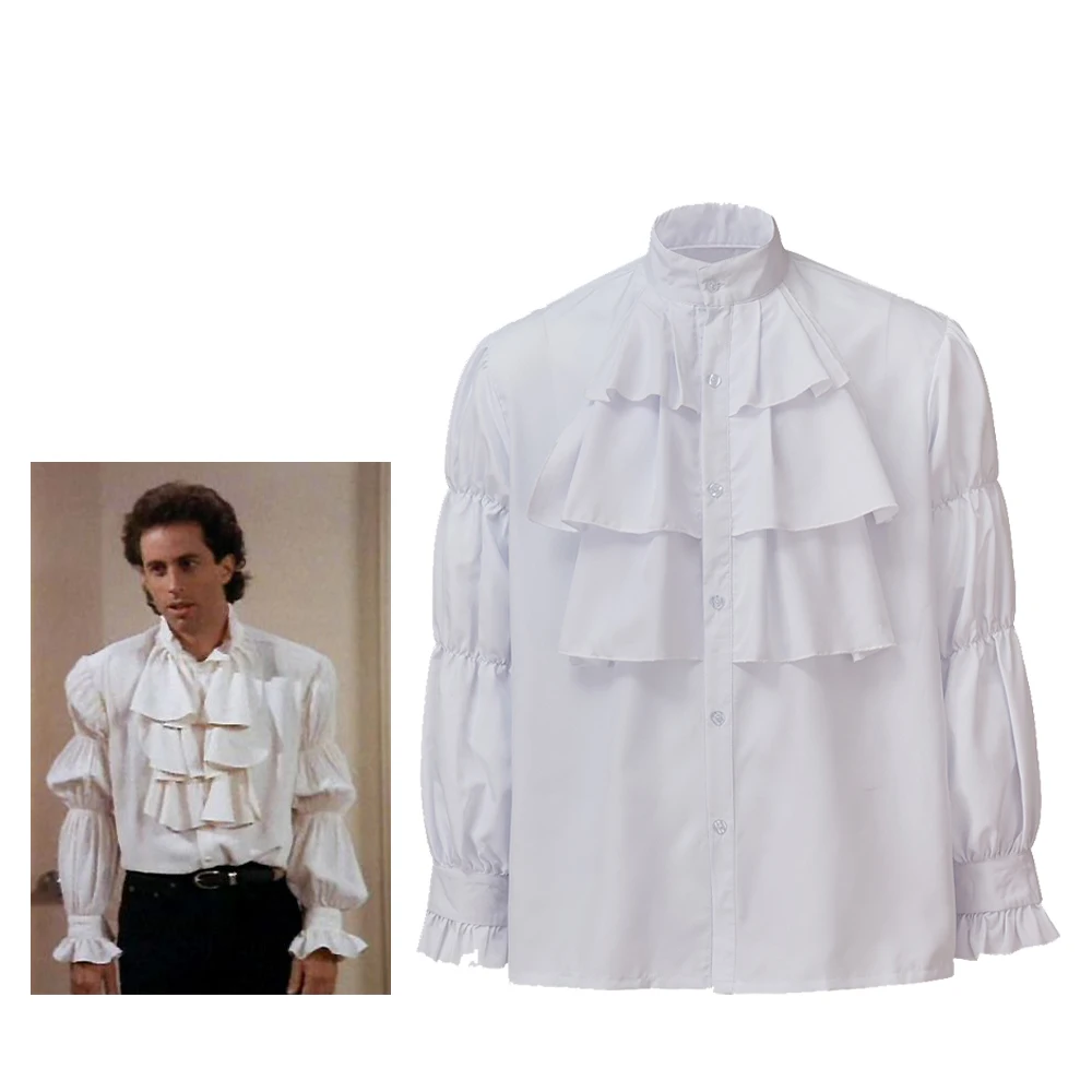

Seinfeld Cosmo Kramer Cosplay Costume Seinfeld Puffy Shirt Renaissance Ruffled Long Sleeve Shirt Tops Casual Shirt Halloween