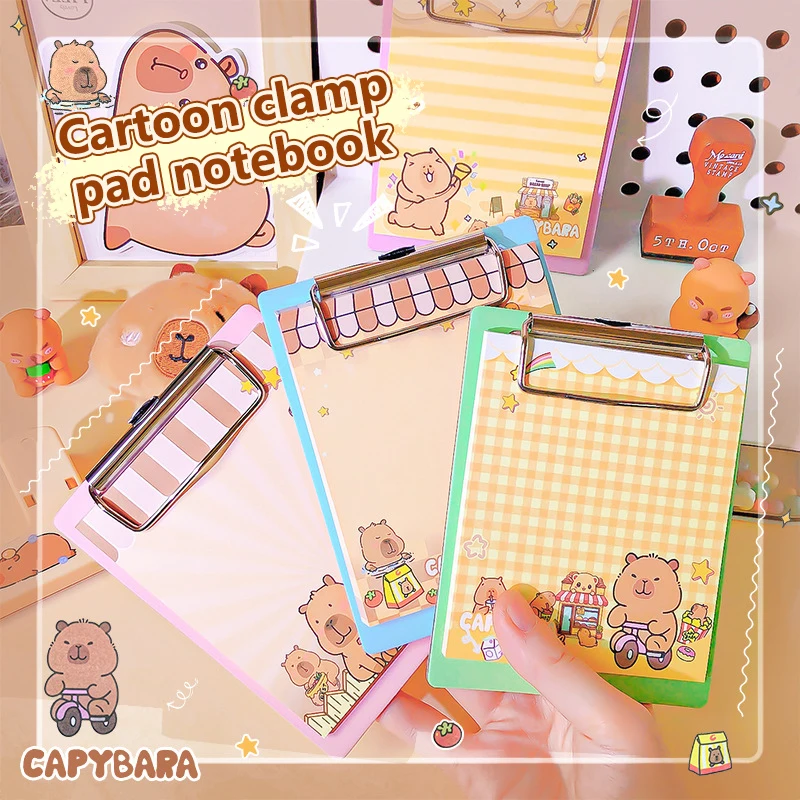 Kawaii Stationary Supplies Weekly Planner Notepad Cute Cartoon Capybara Mini Portable Notebooks Office Non-sticky Message Paper