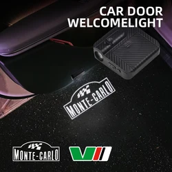 1/2Pcs Monte Carlo VRS Logo Car Door HD LED Lamps Projector Courtesy Welcome Lights For Skoda Scala Yeti Octavia Rapid Kodiaq