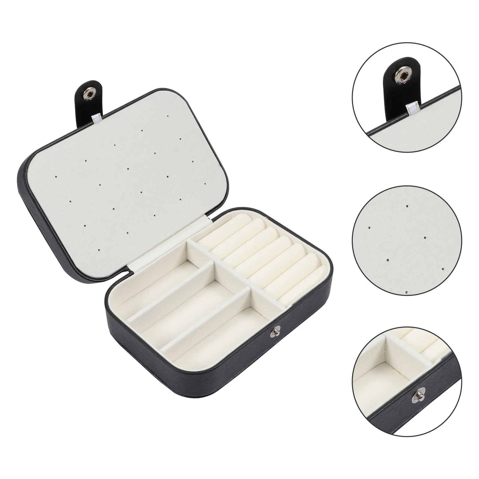 

1 шт. шкатулка для хранения украшений из искусственной кожи, органайзер для путешествий, для колье, колец, серег, портативный контейнер, компактный футляр-держатель