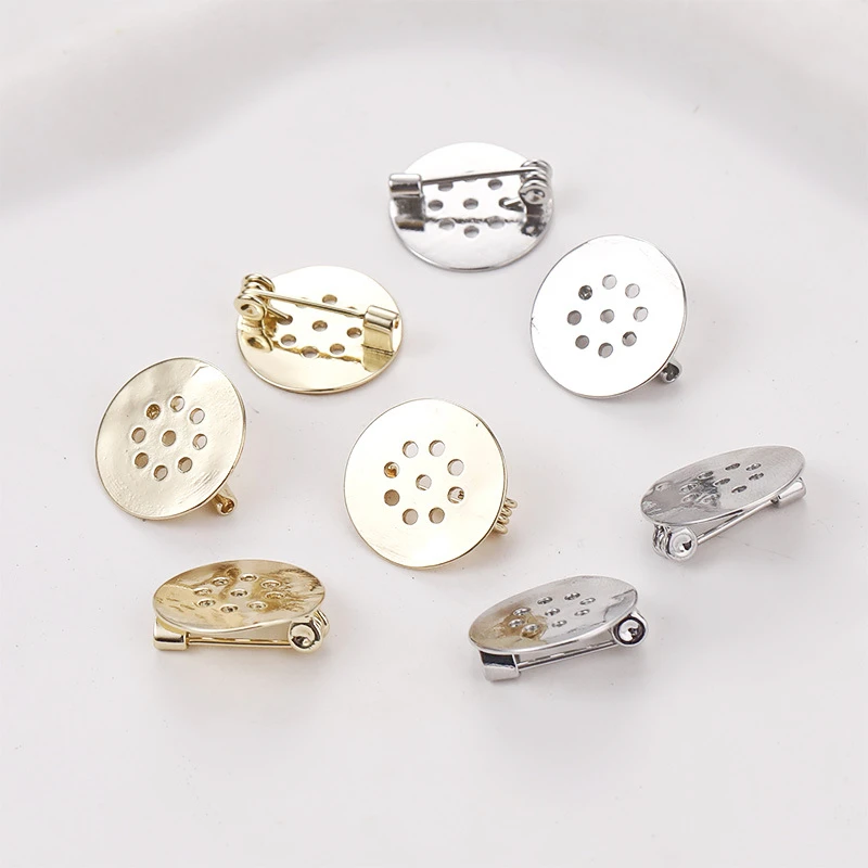 3 Pieces 14k Copper Clad Gold Multi Hole Circular Plate Tray Brooch Brooch Base Manual Diy Hanging Pin Accessories Materials
