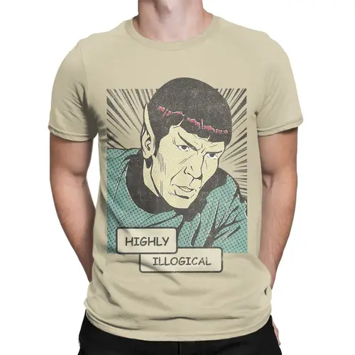 Imagen 2 del producto Camiseta para hombre Stars Treks Spock, camiseta informal de algodón puro altamente illogical, camiseta de manga corta, camisetas con cuello redondo de talla grande