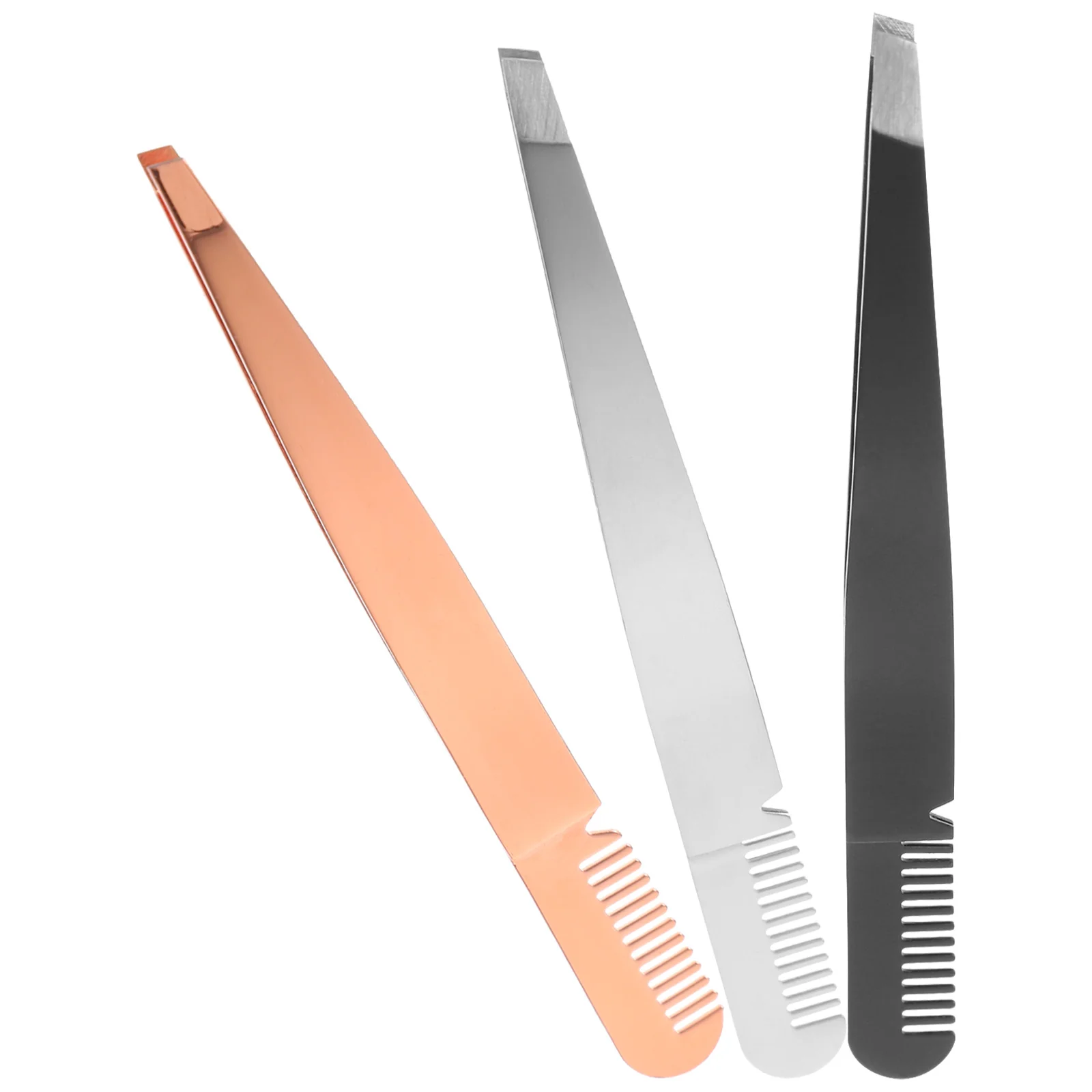 

3Pcs 2 in 1 Eyebrow Clamps Comb Stainless Steel Tweezers Eyebrow Trimming Makeup Supplies for Women 2 in 1 Tweezer Comb