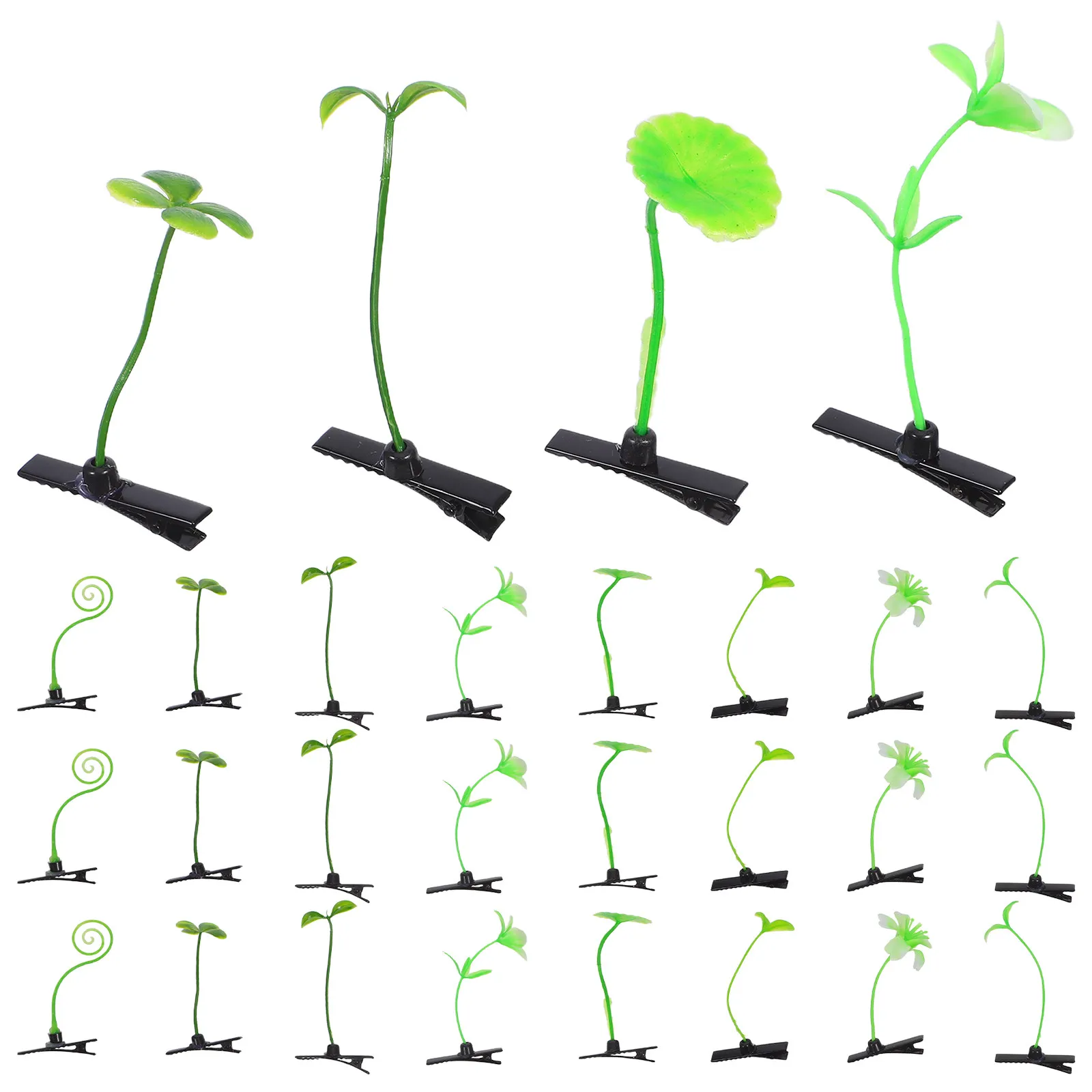 100Pcs Plant Hair Clip Sprout Bean Hairpin Grass Claw Clip Creative Kawaii Hair Clips for Costume Party Photo Props Daily Wear