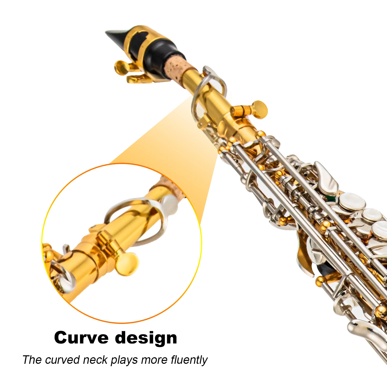 Japan Soprano Saxophone SWO37 Golden and Nickel silver High Quality Straight B flat Sax Musical  with Hard boxs