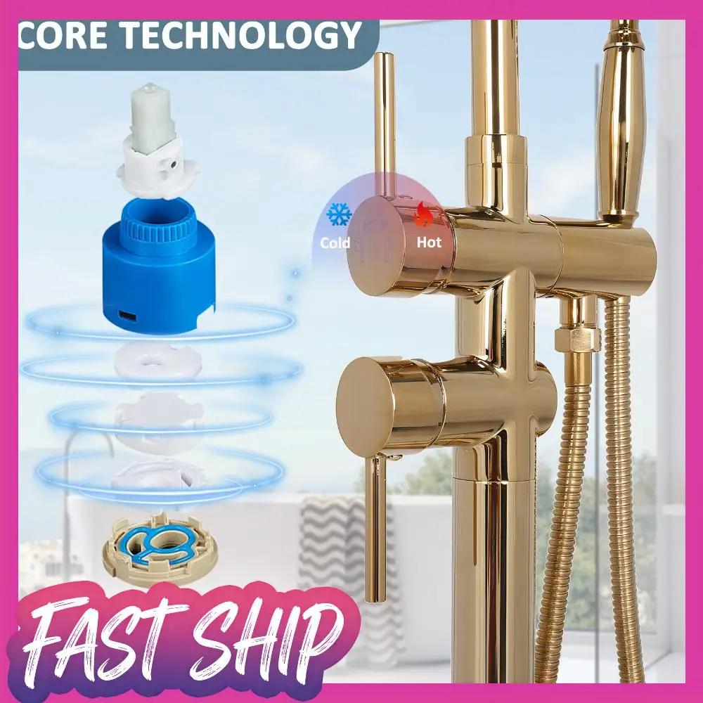 

Swivel Spout Roman Tub Faucet Set with Hand Sprayer High Flow Rate Floor Mount Tub Filler 360° Rotating 2 Modes for Bath Spouts