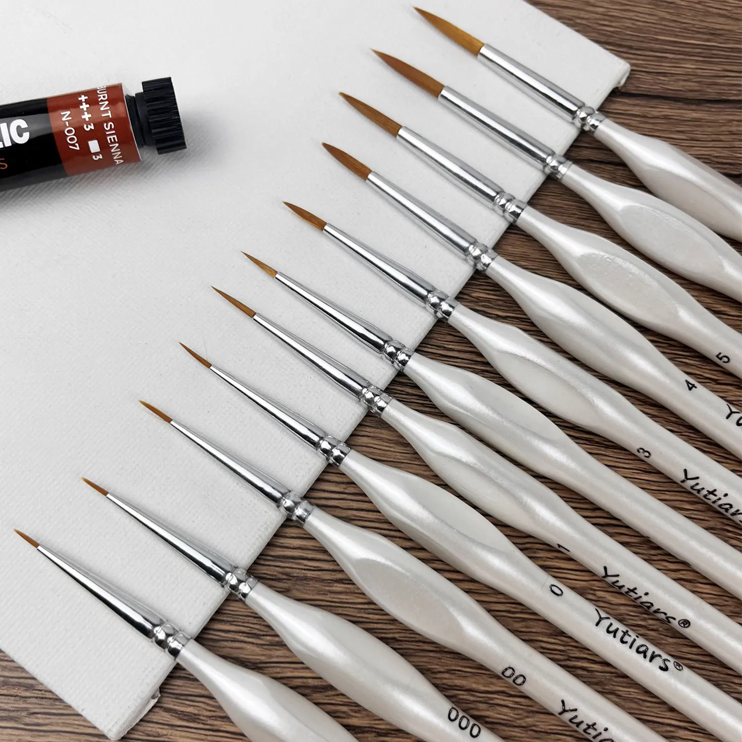 Yutiars 11pcs Precision Paint Brush Set - Fine Tip for Detailed Artwork, Miniature Models & Face Painting - Synthetic Bristles