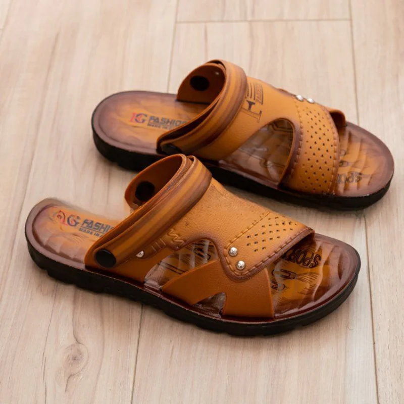 صنادل جلدية خارجية بمقدمة مفتوحة ، شباشب شاطئ صيفية ، مانعة للانزلاق ، أحذية مزدوجة الغرض تسمح بتنفس الهواء ، صنادل مريحة غير رسمية ، جديدة #2