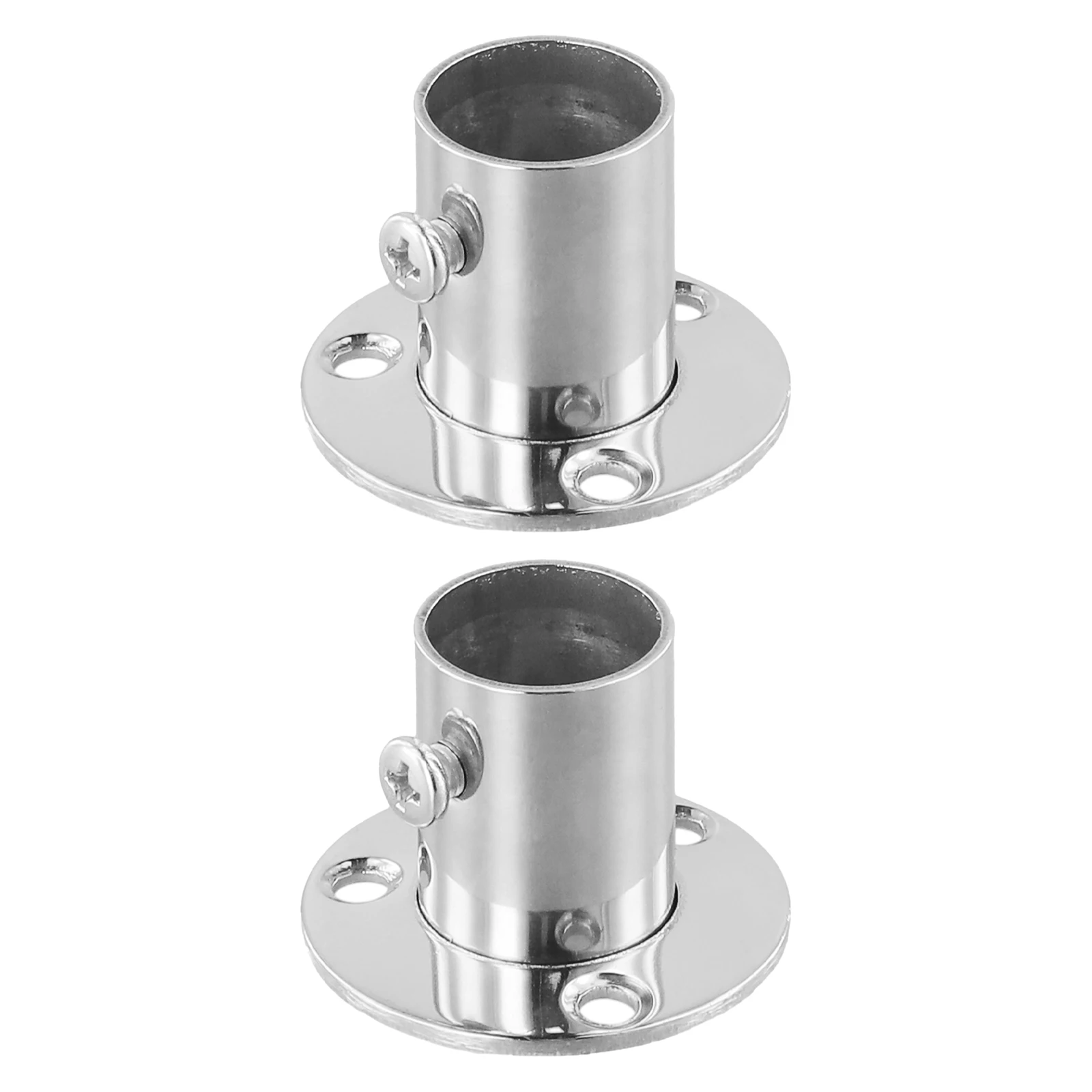 2pc 19-32mm Steel Wardrobe Bracket Flange Rail Rod Pole Socket End Support Decor Towel Bar Holder Hardware Home Improvement