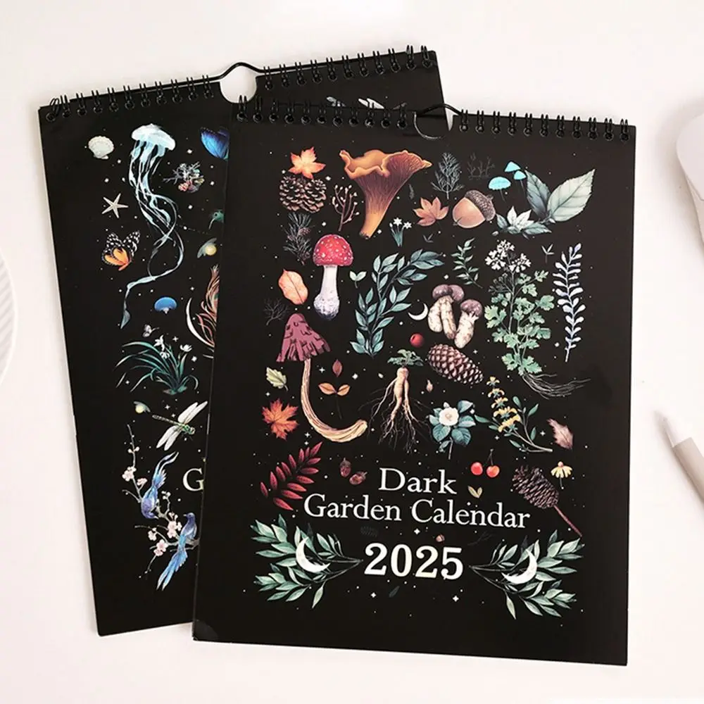 

18 Months 2025 Wall Lunar Calendars INS Dark Forest English Wall hanging Calendar Agenda Organizer with Illustrations
