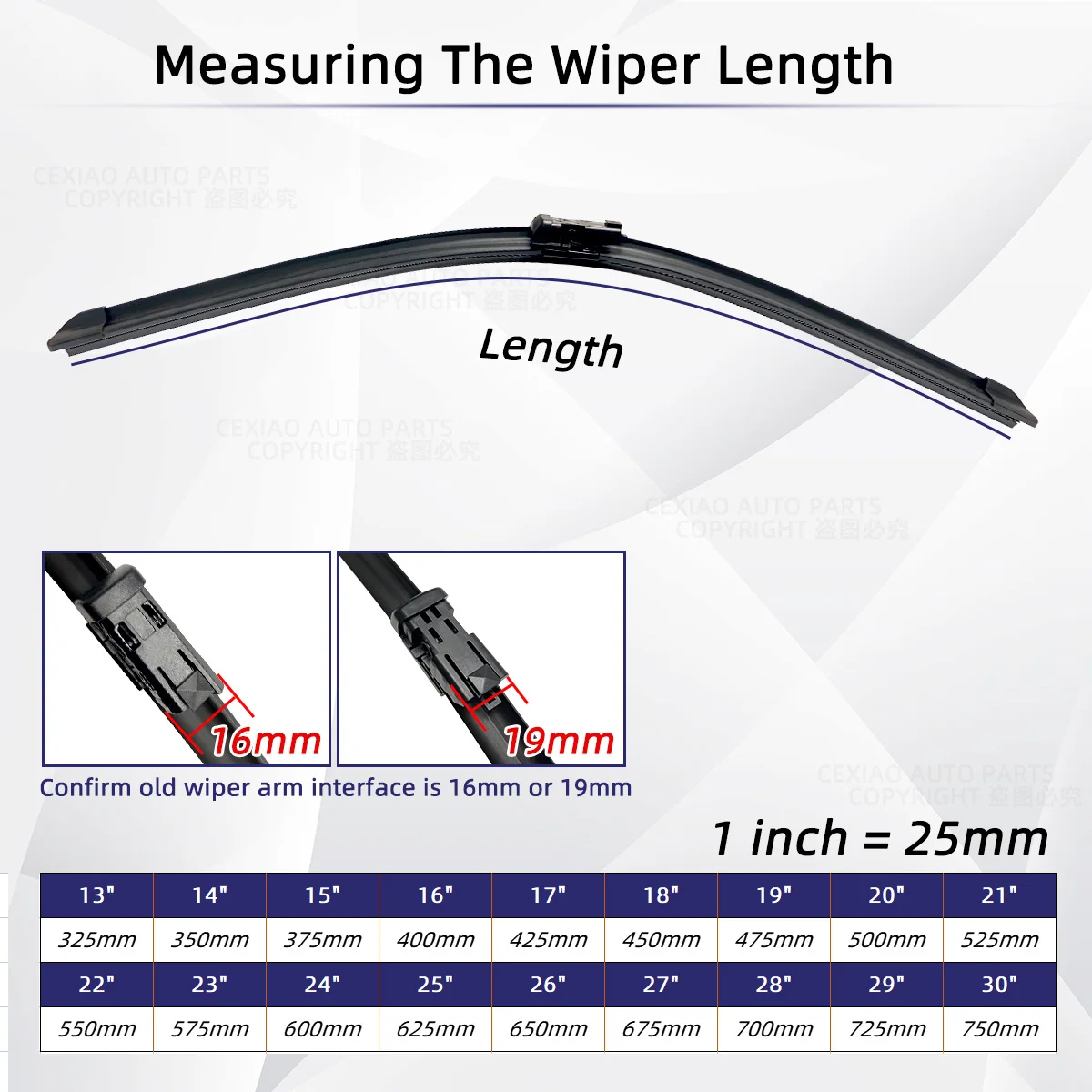 OEM Universal Wiper Blades For Push Top Button Arm Slim Top Soft Rubber Car Windscreen Wipers Auto Windshield Replacement Parts