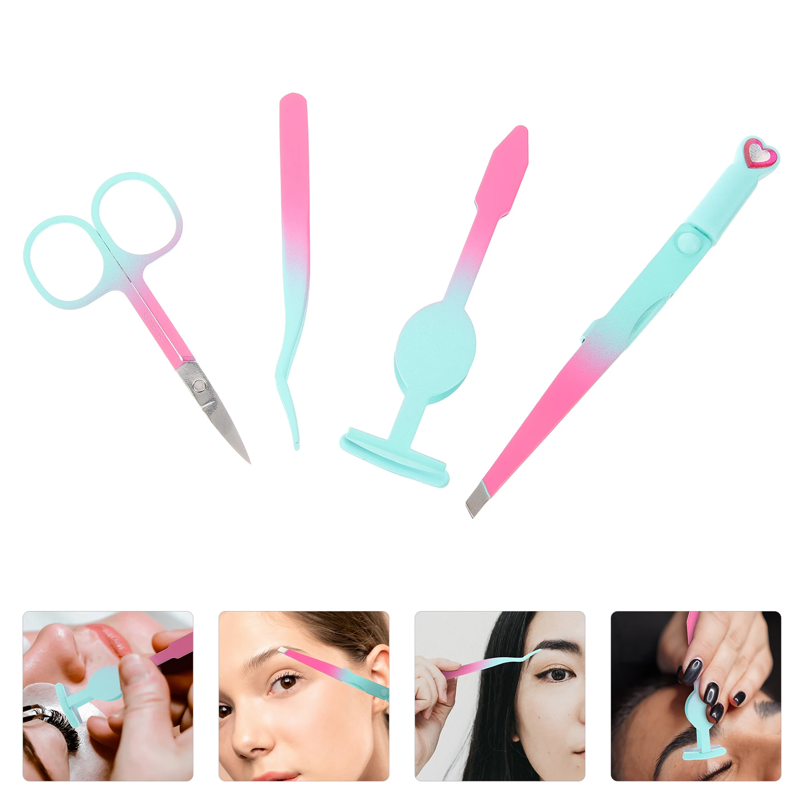 

Eyebrow Tweezers Portable Women Adult Facial Hair Removal Precision Lash Extensions Fiber Grip Set Makeup Tool