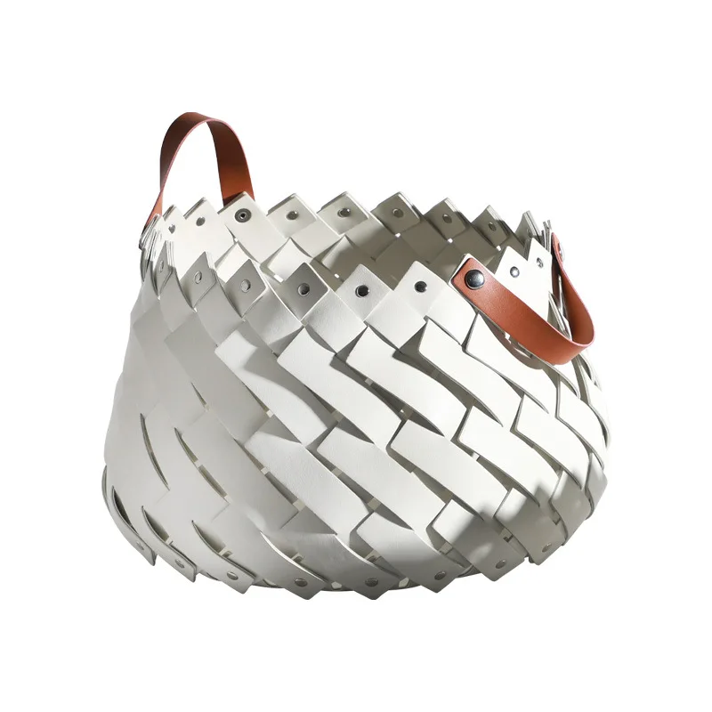 

Nordic style creative leather woven storage basket, cloakroom storage ornament