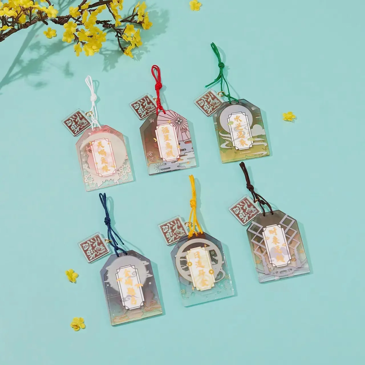 Anime Heaven Official's Blessing Keychain Tian Guan Ci FU Acrylic Omamori Amulet Hua Cheng Xie Lian Pendant Keyrings Pray Gifts