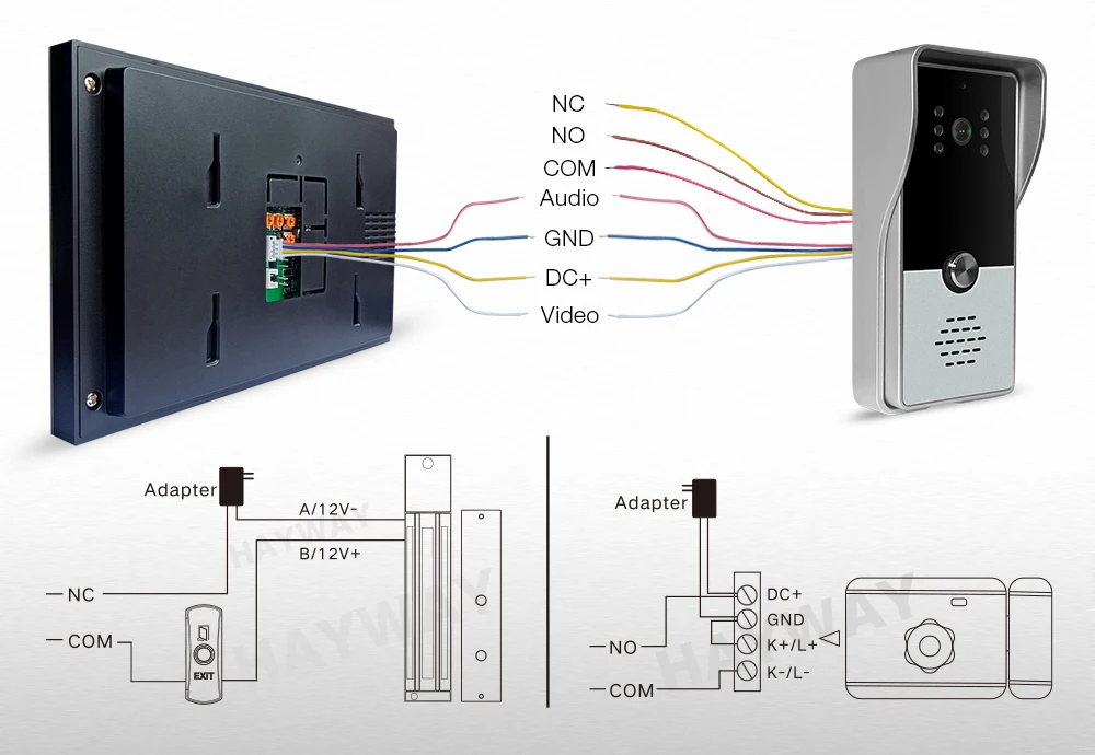 Video Intercom System Kit Wired Video Doorbell Phone Rainproof Call Panel IR Camera for Home Villa Building 1200TVL