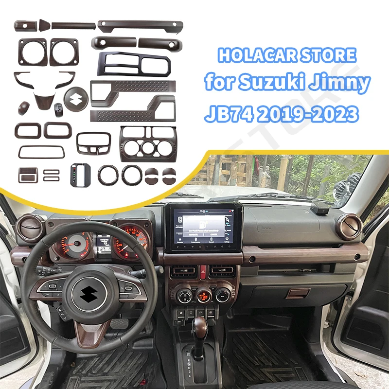 Car Center Dashboard Cover Decorative Trim Kit Interior Full Cover Trim Kit Wood Grain Color Dash Kits For Suzuki Jimny 2019+