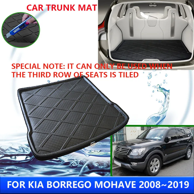 For Kia Borrego Mohave 2008~2019 2009 2011 2013 Car Rear Trunk Protector Pads Auto Waterproof Liner Anti-Fouling Mat Accessories