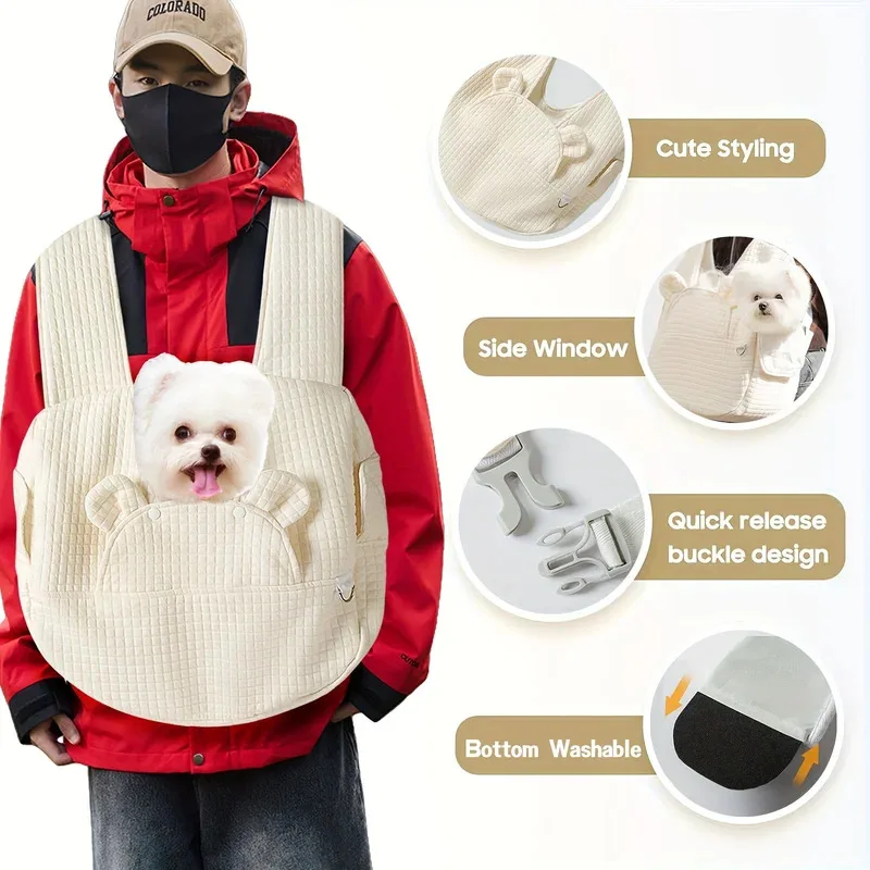 Verstellbarer Haustier-Rucksack, Hunde-Reisetasche, geeigneter Sicherheitsgurt mit abnehmbarem Boden, Katzentasche, Hundeschulter für Reisen, Wandern, Outdoor