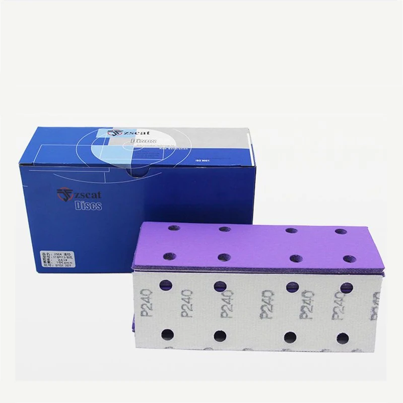 Purple Sandpaper Rectangular 8-Hole Dry Sanding Paper 70x198 Air Mill Flocking Vacuum Cleaning Car Polishing Sandpaper