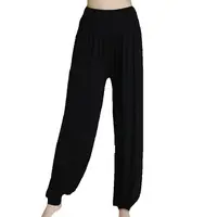 1 unids/lote, pantalones Harem para mujer, pantalones largos lisos de modal, pantalones de danza del vientre, pantalones anchos bohemios