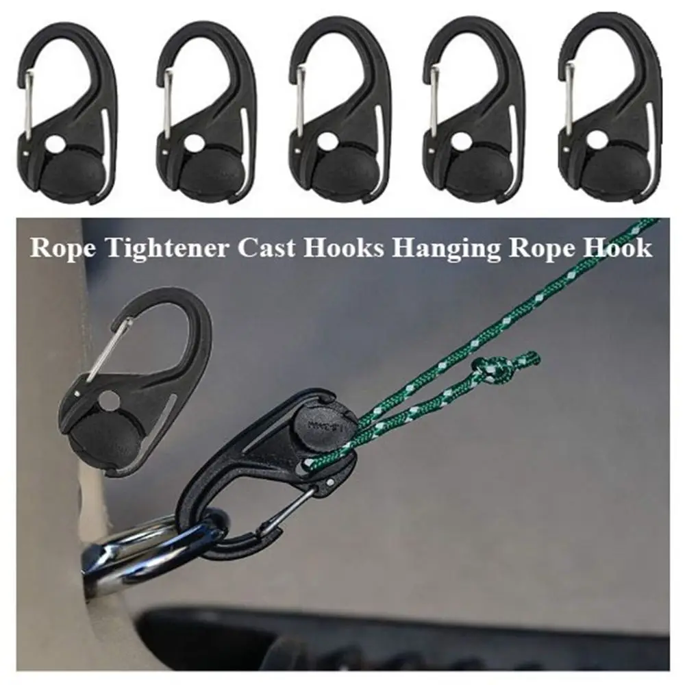 1/2/5pcs High Quality Without Knotting Rope Tightener Black 66*34mm Cast Hooks Outdoor Tool Hooks Outdoor Tools