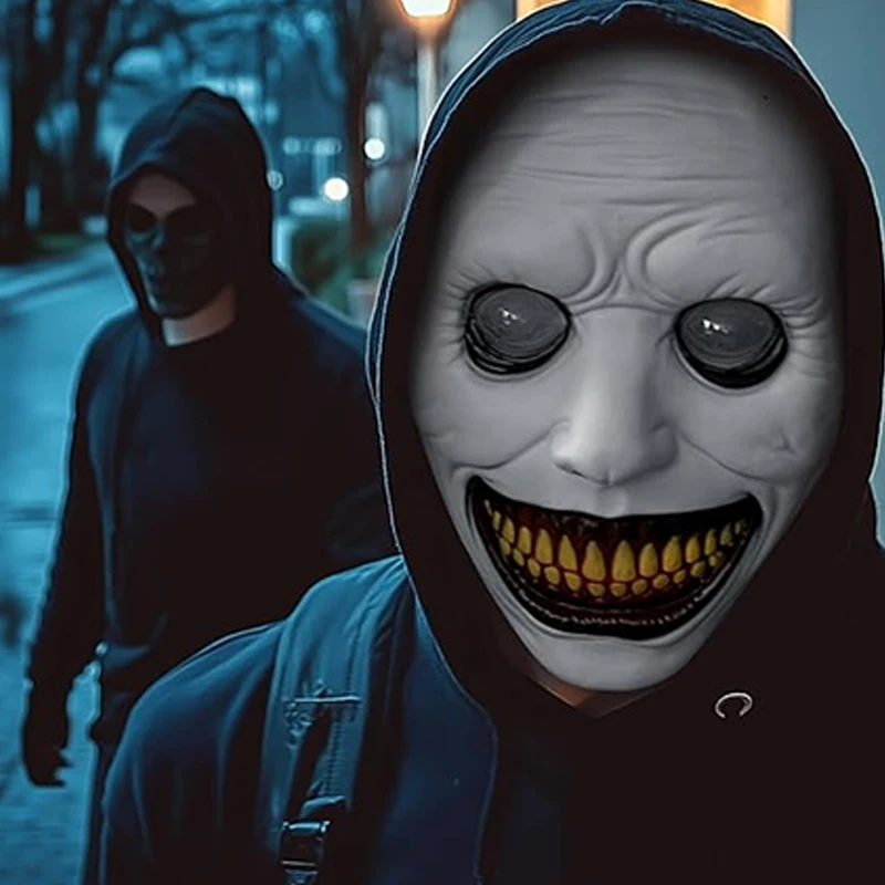 2025 رعب حفلة الهالوين قناع مخيف قناع تنكر يبتسم شيطان مخيف مهرج تأثيري هالوين شيطان كرنفال ديكور