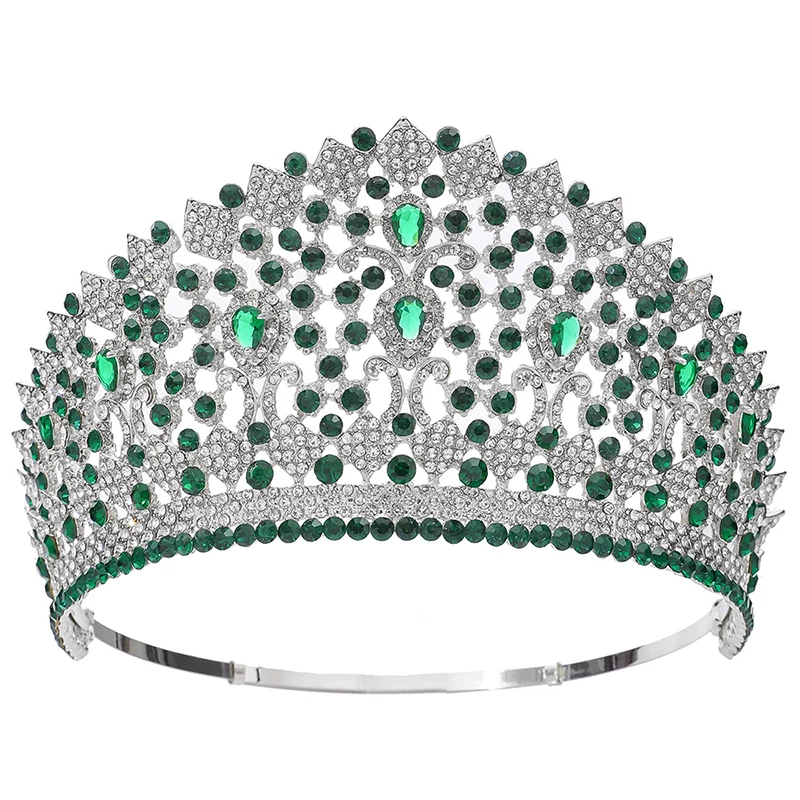 

Royal Queen Big Diadem 7 Colors Tiaras for Bride Headdress Princess Wedding Crown Pageant Hair Jewelry Bridal Headwear