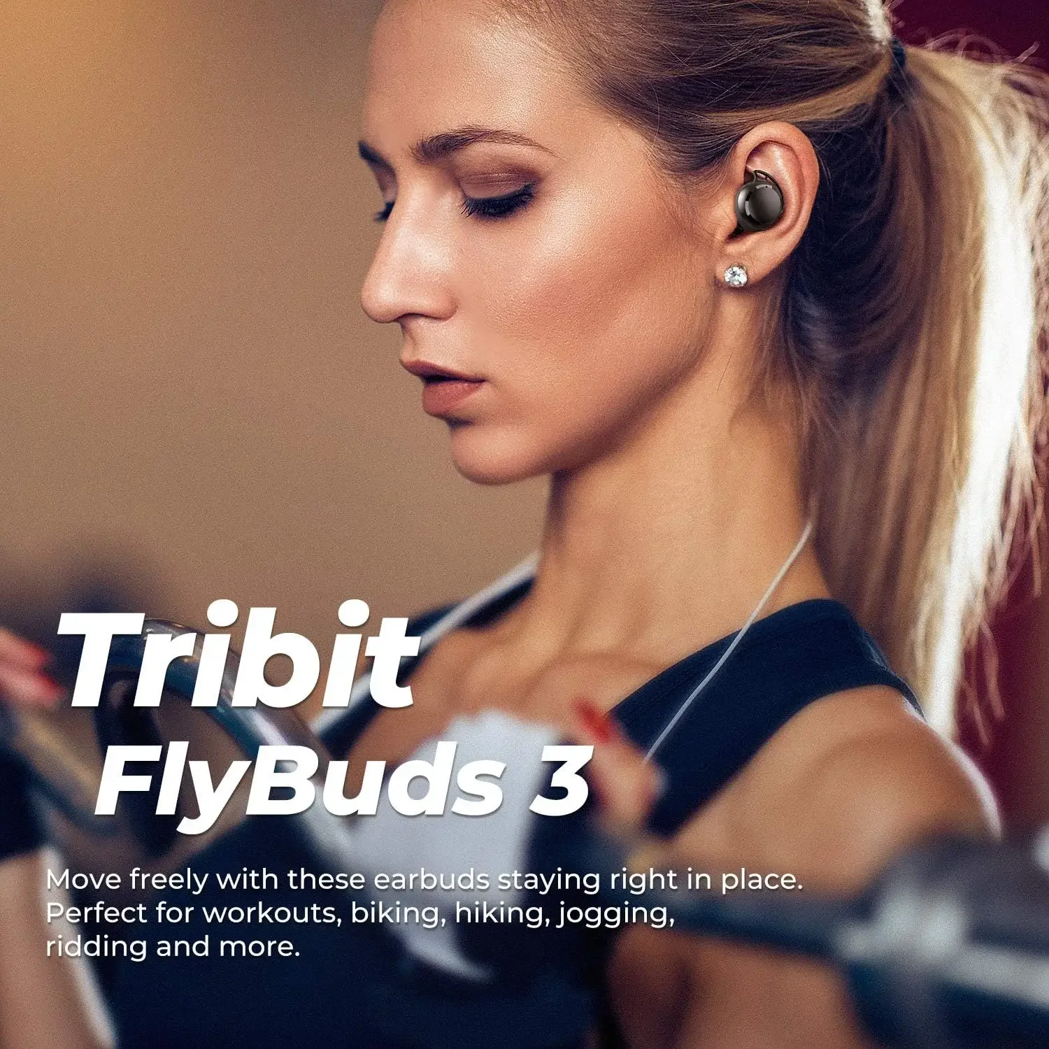 Tribit FlyBuds 3 True Wireless Bluetooth Earbuds, 110H Playtime, IPX8 Waterproof, BT 5.3, Touch Control, Deep Bass, Built-in Mic