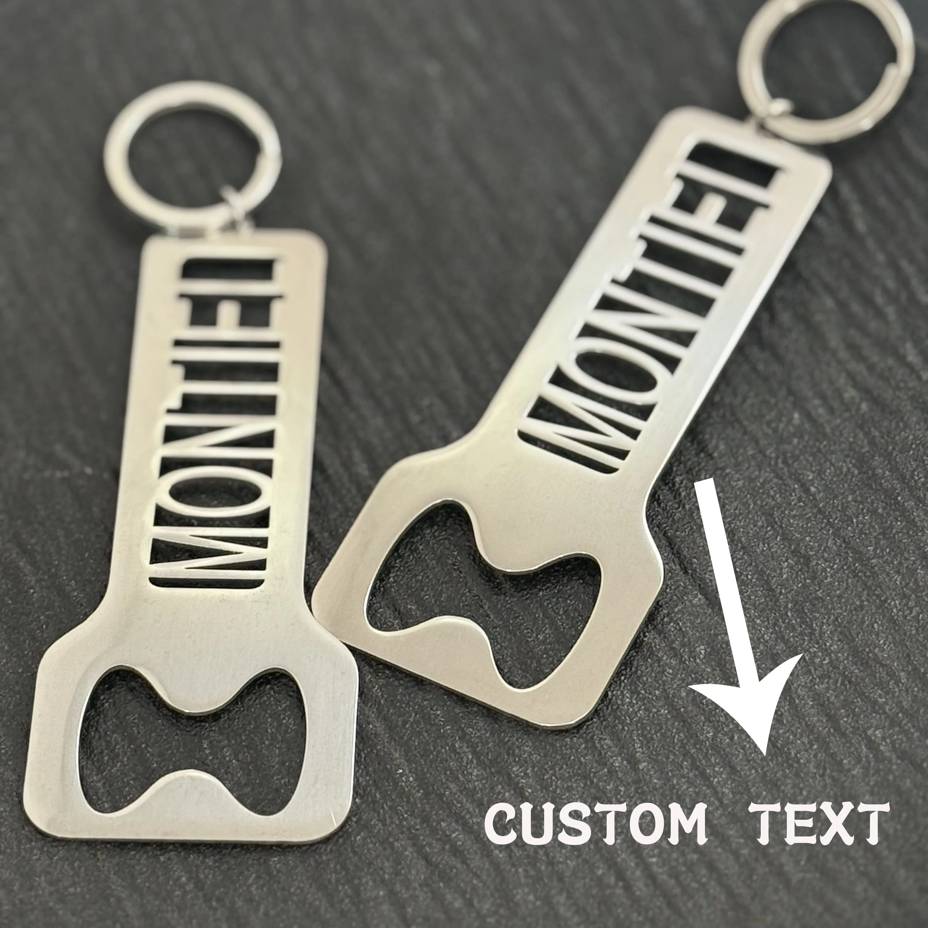 فتاحات الزجاجات المخصصة شعار المنتجات المفاتيح Personalisiert الفولاذ المقاوم للصدأ نقش اسم المجوهرات مناسبة صديقها الأب هدية #3