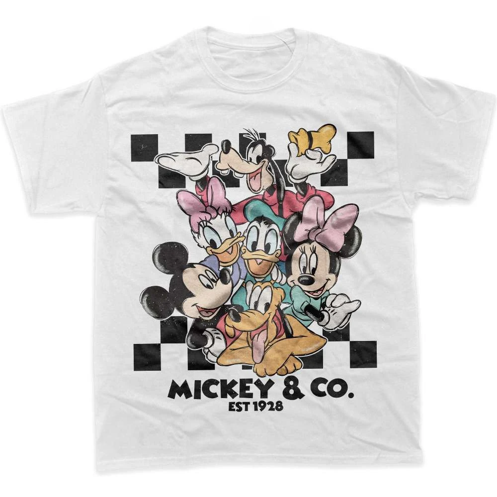 

Disney Mickey Mouse Donald Duck Pluto Graphic T-Shirt Men's Pure Cotton Loose-fit Large-sized Couple's Outfit Short-sleeved Top