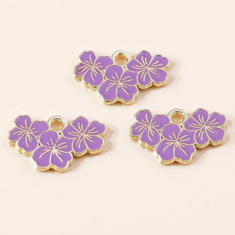 Leslie 10 Stück Niedliche Mini-Emaille-Sakura-Blumen-Anhänger für Ohrringe, Halsketten, Handgemachtes Schmuckzubehör – Detail 15