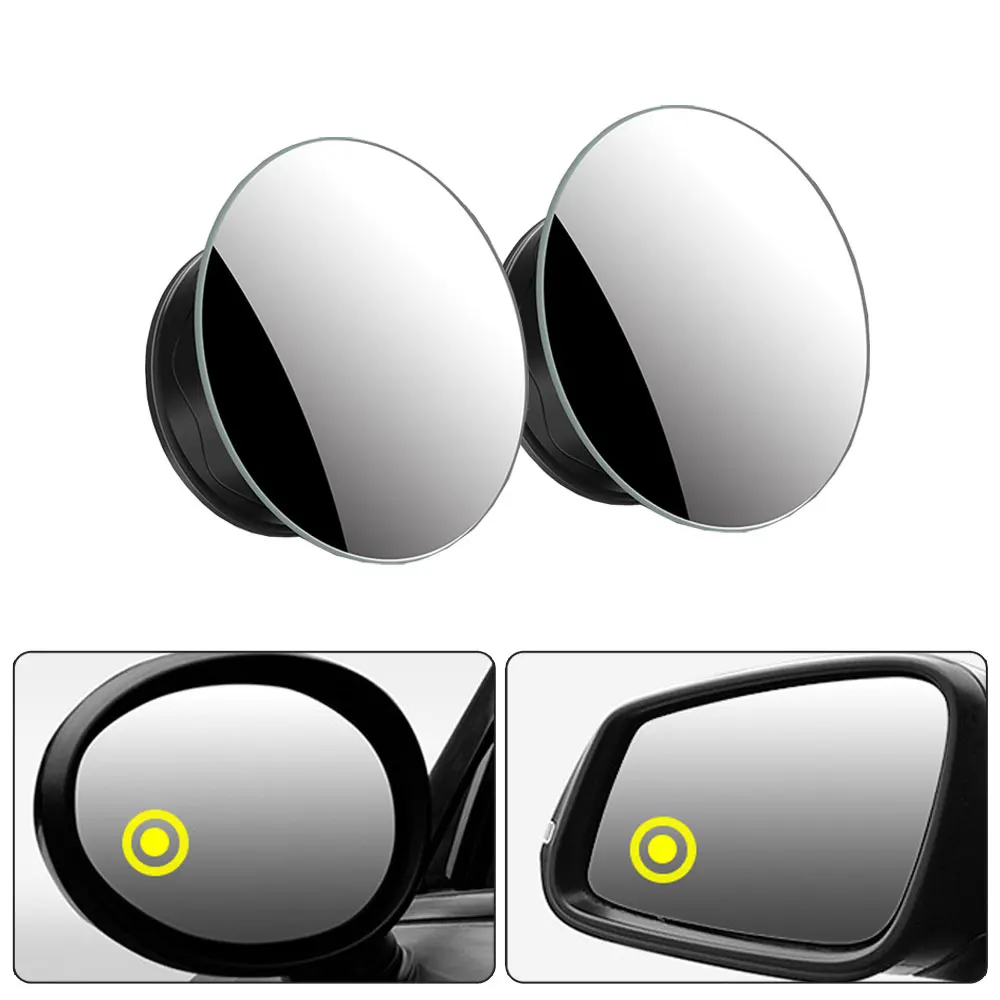 2Pcs 360 Degree Rotating Suction Cup Auxiliary Small Round Mirror Car Wide Angle Auxiliary Blind Spot Mirror Rear View Mirror