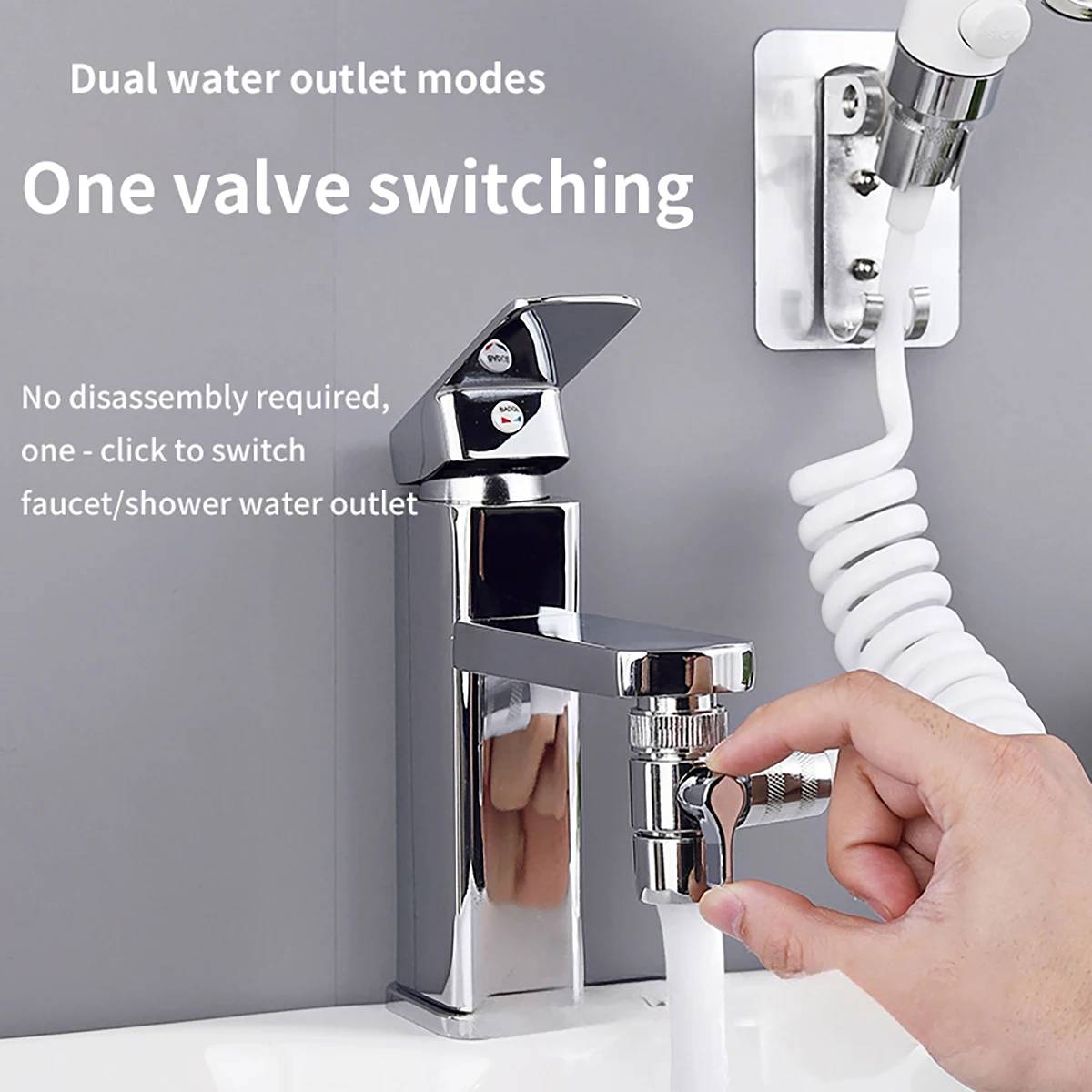 Dual Mode Faucet Diverter - Switch Faucet/Shower Dispense at the Touch of a Button Tool-Free Installation Easy Installation