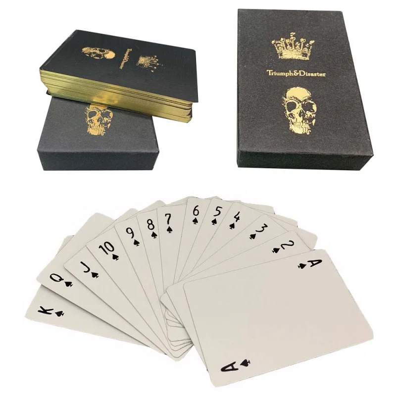 custom logo design 200pcs a lot  Logo Printed Card Games Gold Foil Stamping Poker Cards Linens Effect Black Core Paper Playing C