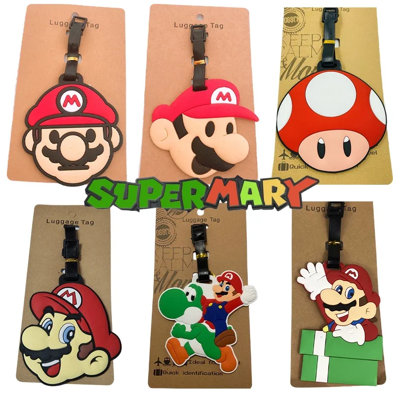 Super Mario Luggage Tag New Fashion Travel Accessories for Bags Personalize Men Women Suitcase Name Tag PU Airplane Labels Gifts