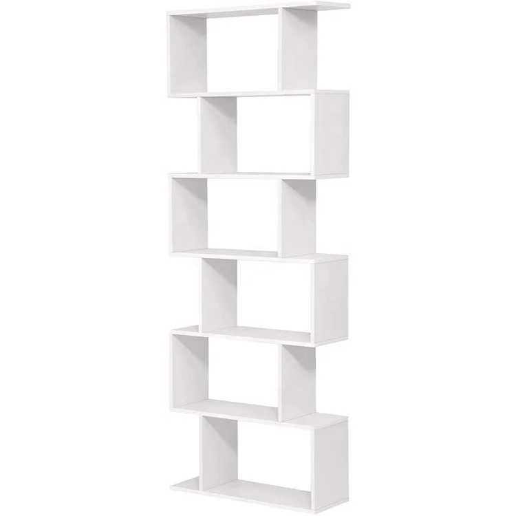 White Freestanding Shelving Unit Wooden Bookcase Cube Display Book Shelf 6-Tier Bookshelf