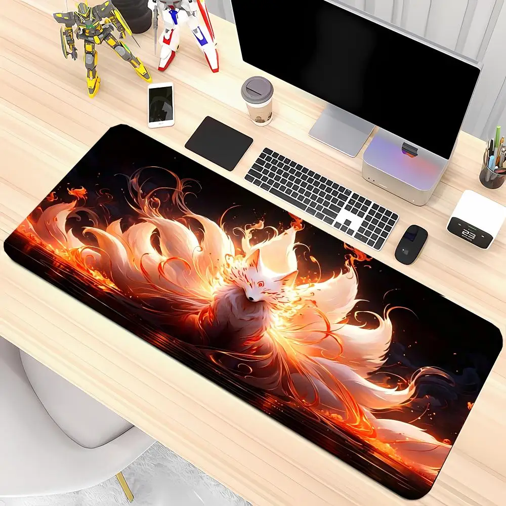 Flame Fox Mousepad Table Mat Precision Tracking Non Slip Rubber Base Thick Rubber For Action Gaming Desk
