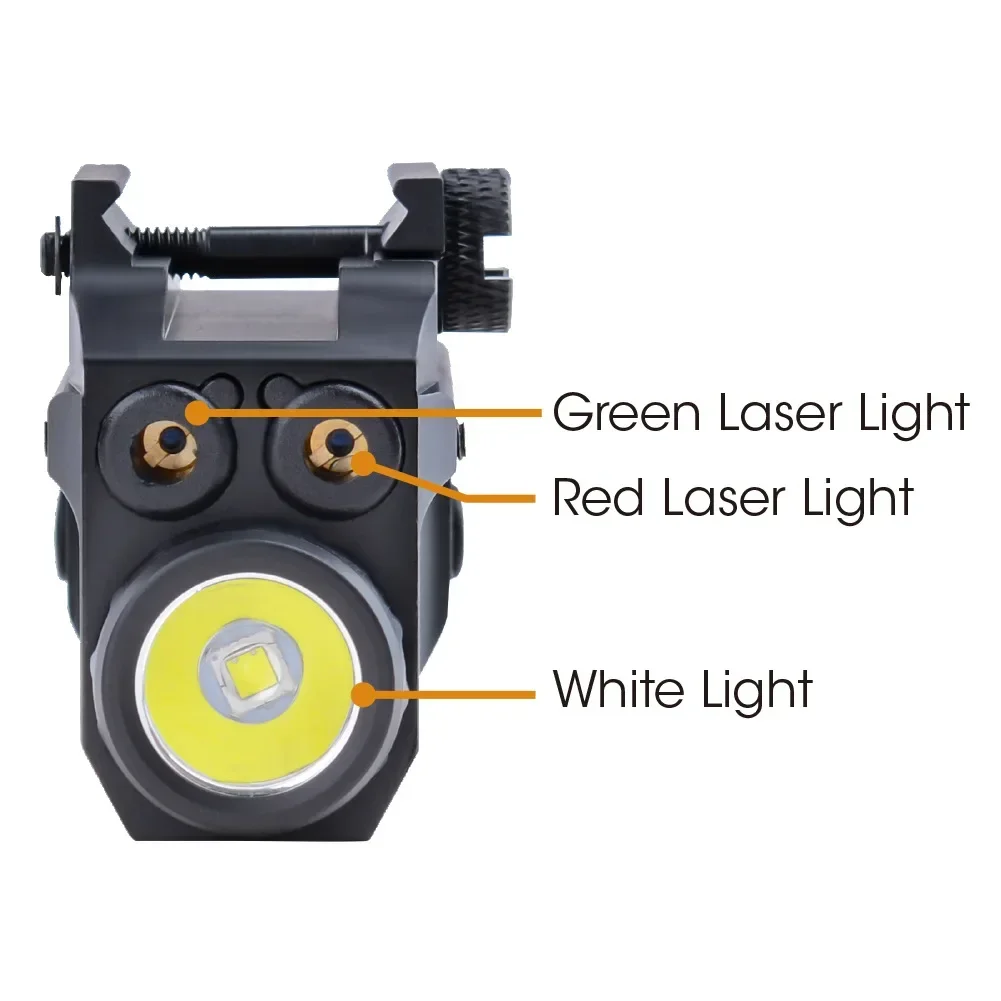 

Red Green Dual Laser Three in One Outdoor Hunting Patrol Survey Hanging LED Aluminum Alloy Tactical Flashlight MGL-037