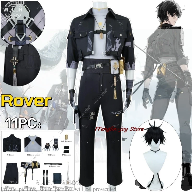 Rover Wuthering Waves Cosplay Kostuum Pruik Mannelijk Uniform Hoofdpersonage Resonator Ketting Halloween Party Vrouwen Mannen Rekwisieten