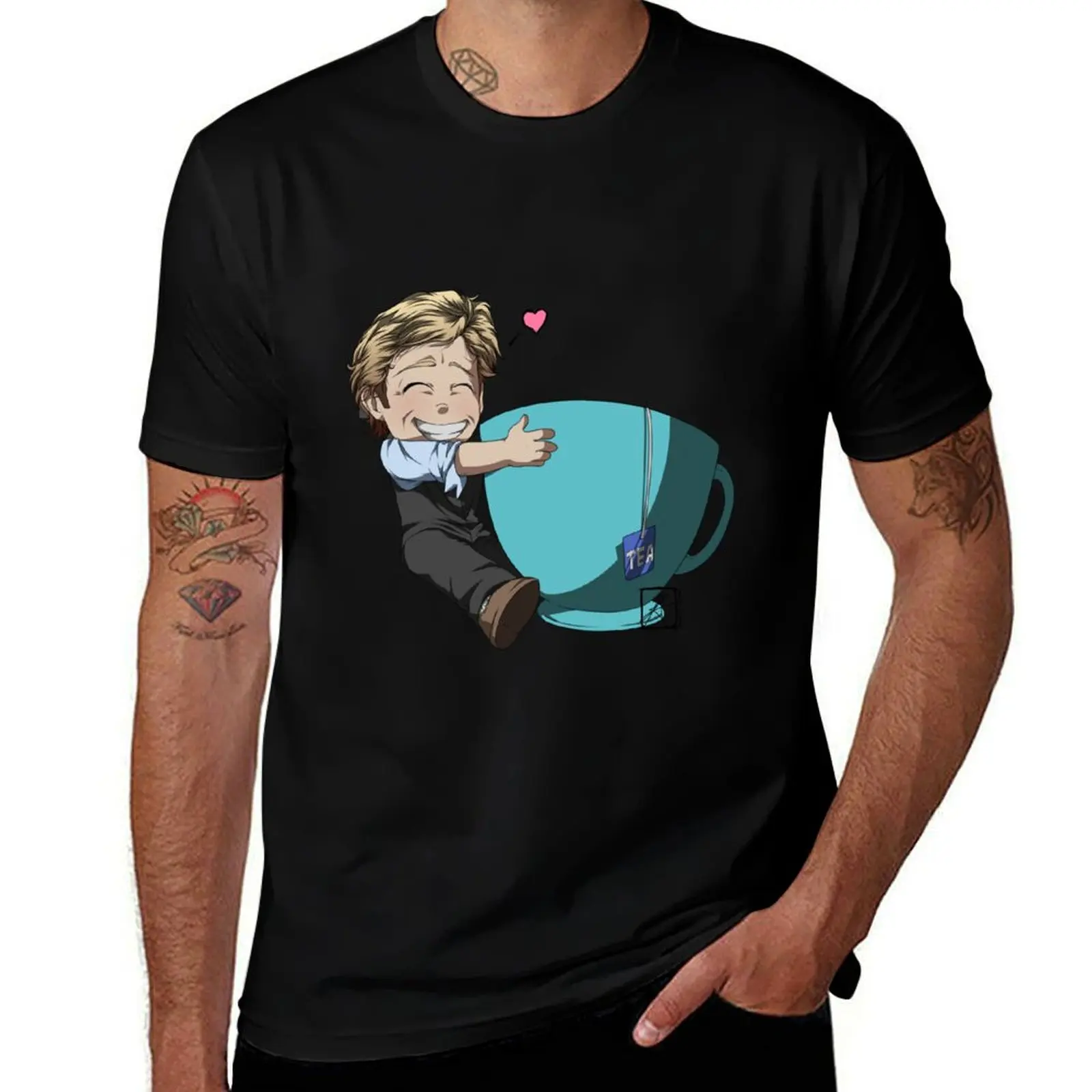 Patrick Jane and his cup of Tea T-Shirt Christmas Casual Short Sleeve Top T-Shirt