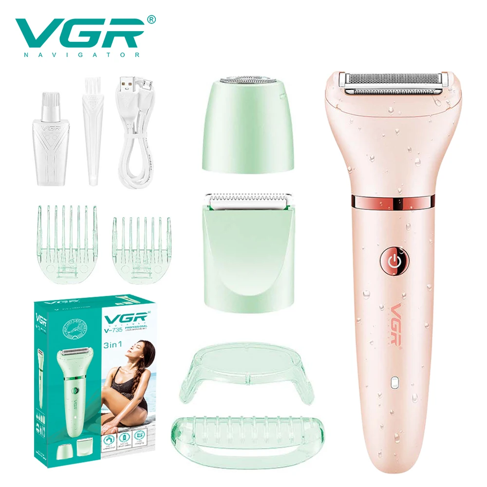 VGR Hair Trimmer Professional Hair Removal Tool Electric Epilator Lady Shaver Waterproof Hair Remover Epilator for Women V-735
