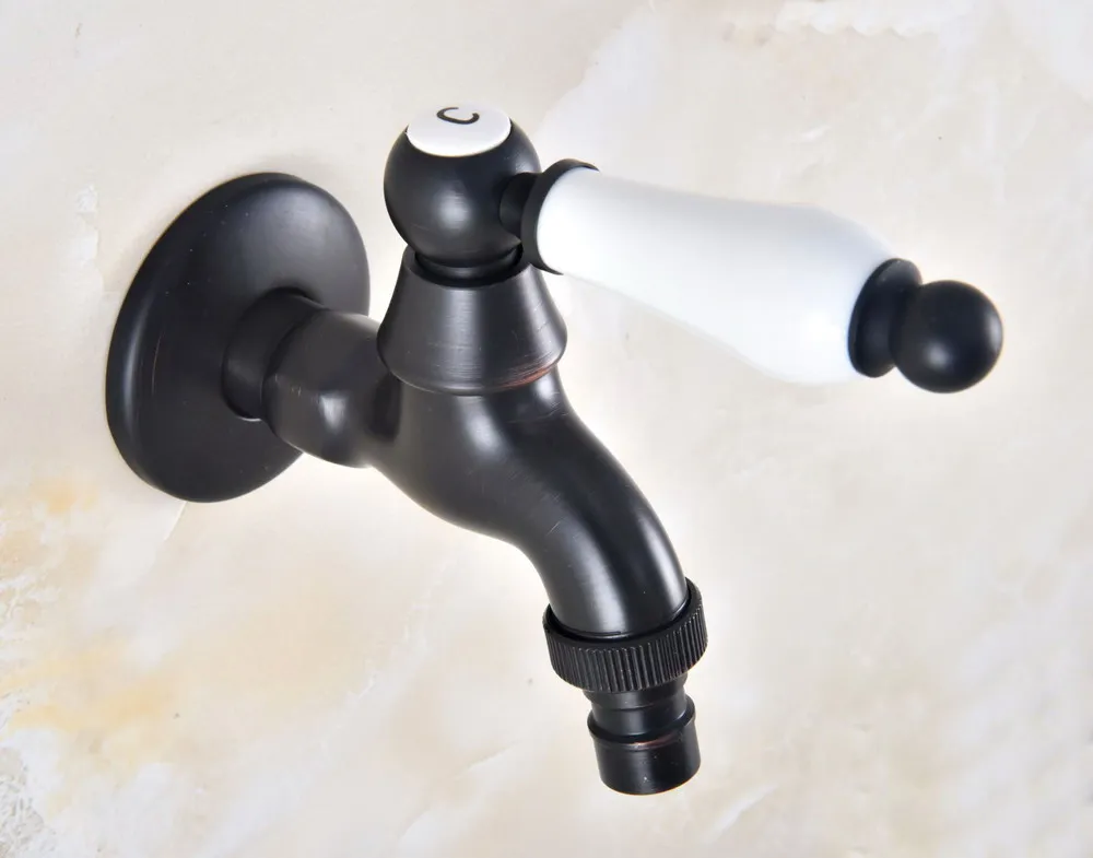 Oil Rubbed Bronze Single Hole Wall Mounted Washing Machome Cold Faucet Out Door Garden Sink Water Taps Dav342