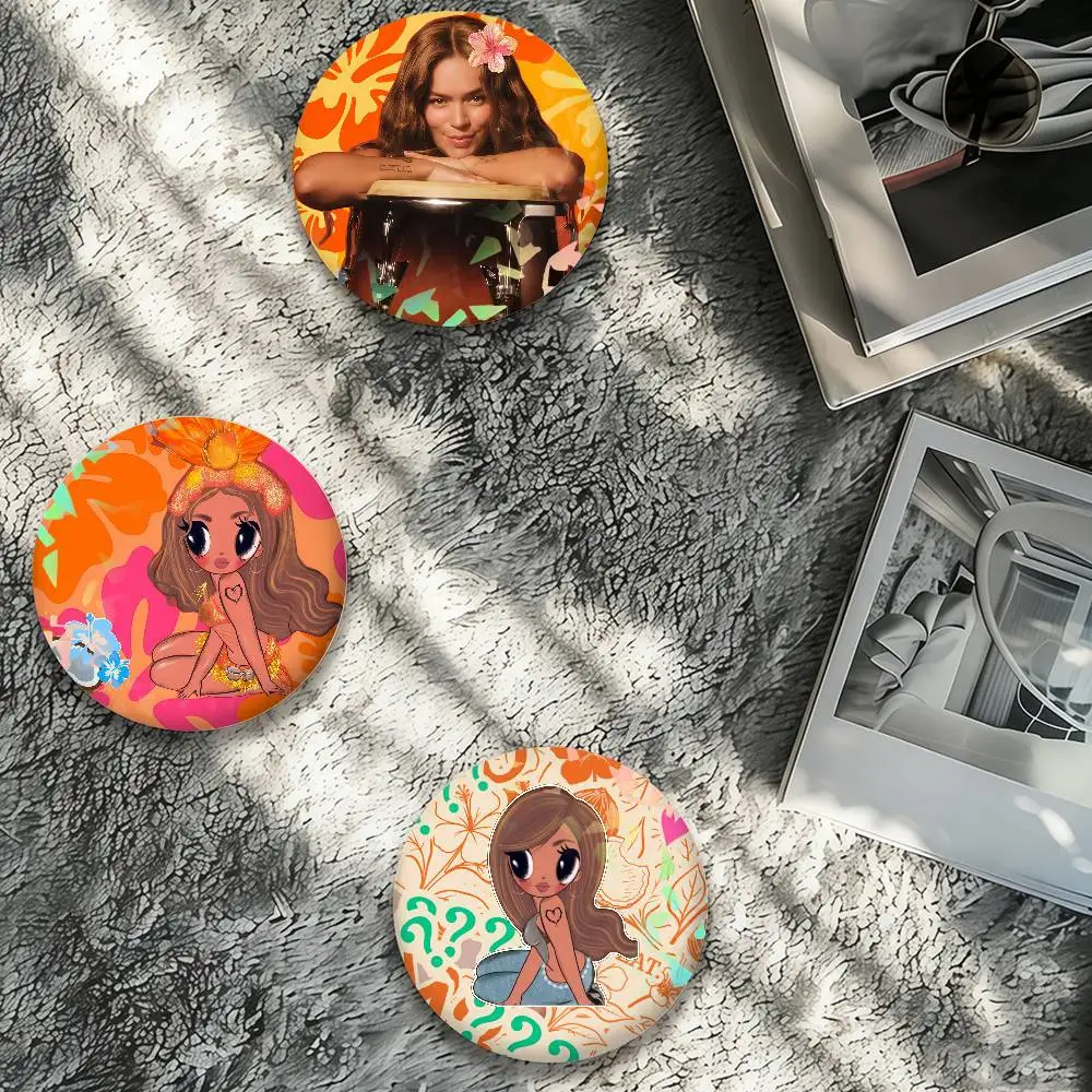 Singer Karol G Tropicoqueta Laser Badge Pins Handmade Brooches for Backpack Gifts Bag Decor Fans Collect