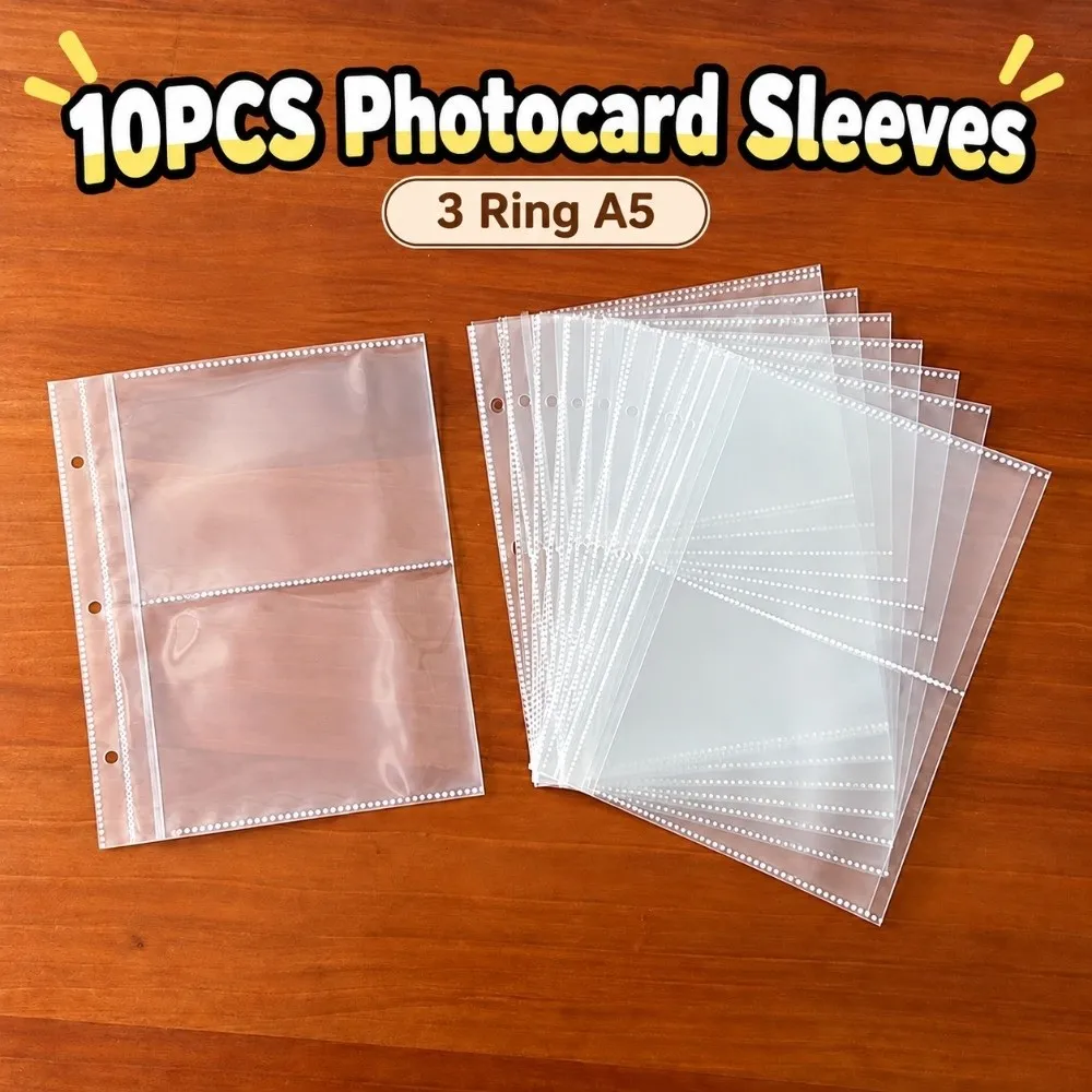 Clear View 3 Ring Card Sleeves A5 Size Multi-Pockets Photo Pocket Photo Sleeve Photo Organizer